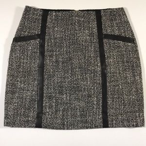 BR Tweed + Faux Leather Mini Skirt